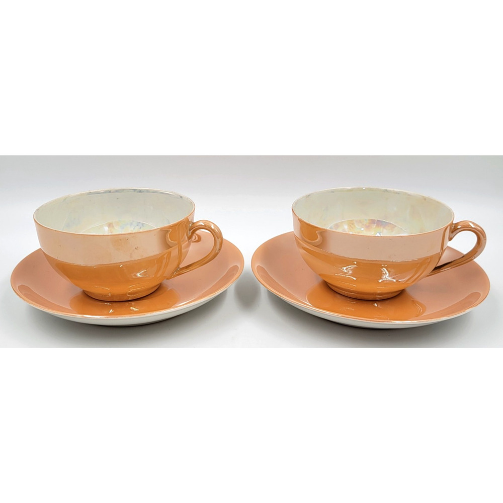 Noritake N1879 Lusterware Tea Cup & Saucer Peach Opalescent 1921 - 1940 Japan